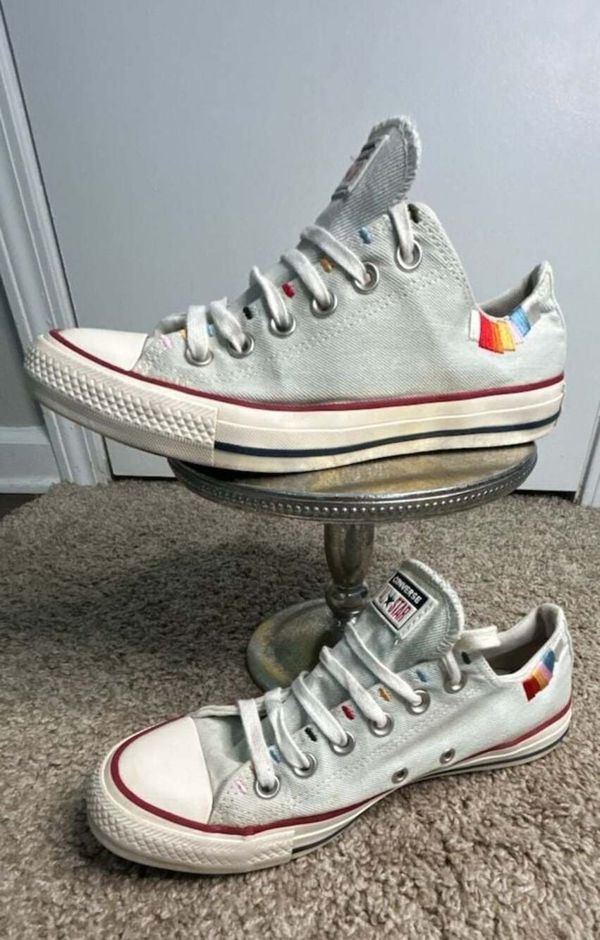 Rainbow embroidered Converse All Star Low TopSneakers - Picture 3 of 13